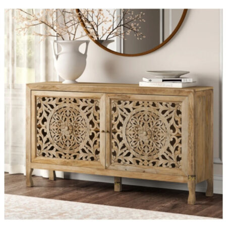 Yepa Wooden Cabinet | Carved Wooden Cabinet for Storage for Living Room | Handcrafted furniture made from solid wood | Wooden Crockery Unit Online | JAE Furniture