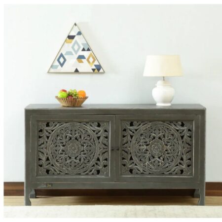 Yepa Wooden Cabinet for Storage (Grey Finish) | wooden crockery unit online | buy shoe racks and organizers | JAE Furniture