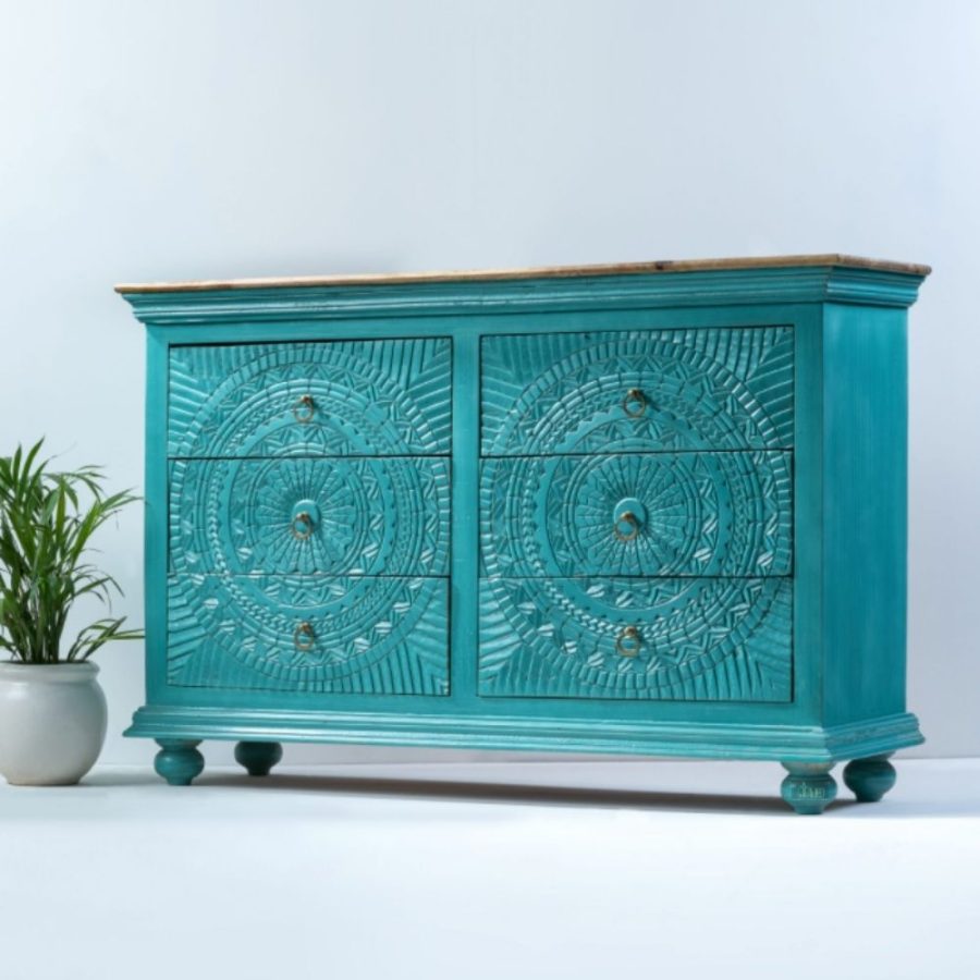Wose Wooden Chest of Drawers Blue | sideboard cabinet online | buy chest of drawers online | JAE Furniture