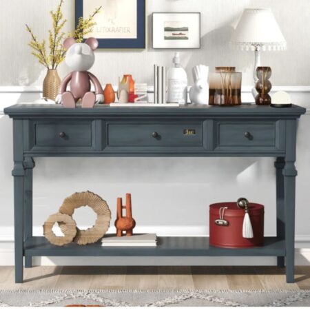 Heaven Wooden Console Foyer Table Navy Blue | wood console table with drawers | JAE Furniture