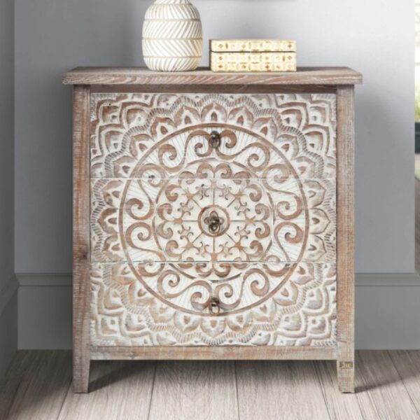 Shev Wooden Carved Chest of Drawer | wooden chest of drawers online | sideboard cabinet | JAE Furniture