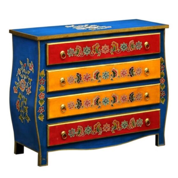 Shrenik Wooden Handpainted Chest of Drawer Cabinet | buy wooden drawer cabinet online | chest of drawers online in India | JAE Furniture
