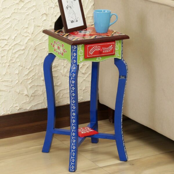 Jag Wooden Handpainted Side Tables for living room | wooden bedside table | buy sofa side tables online in India | Buy wooden furniture online in India at best prices | JAE Furniture