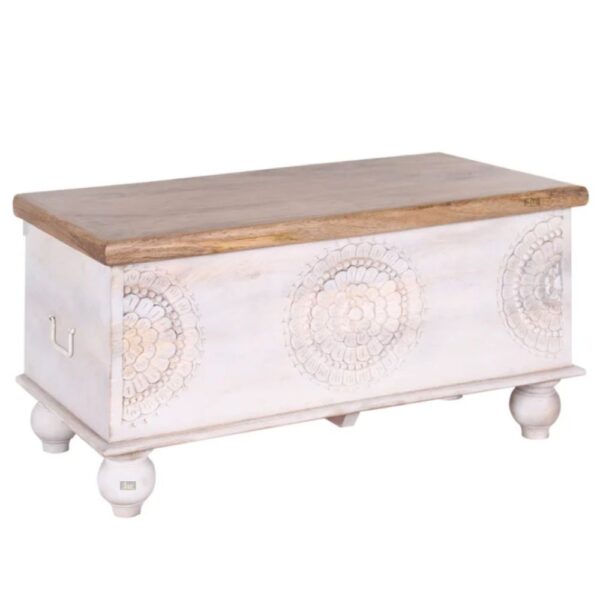 Rafi Wooden Storage Trunk cum Coffee Table | wooden trunk box online | buy wood coffee table | JAE Furniture