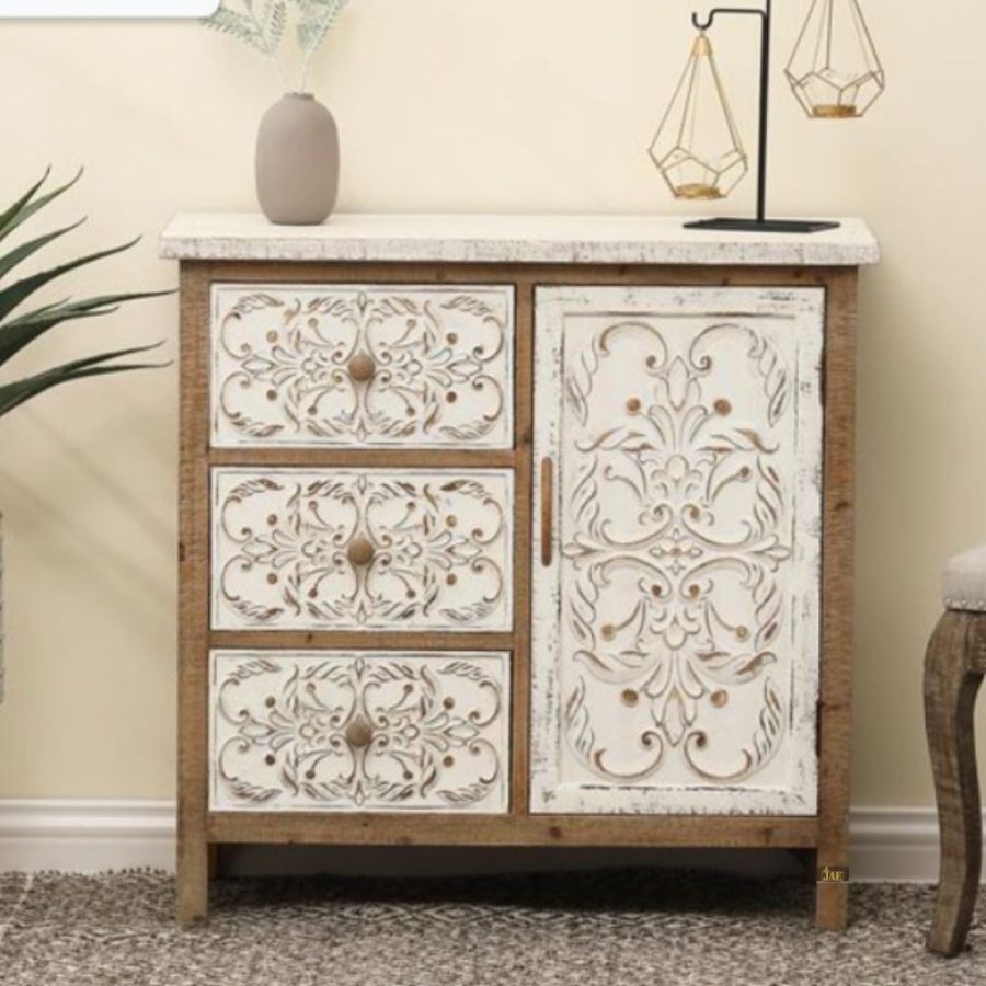 Jika Wooden Carved Cabinet | buy wood sideboard | best wooden drawer cabinet online | JAE Furniture