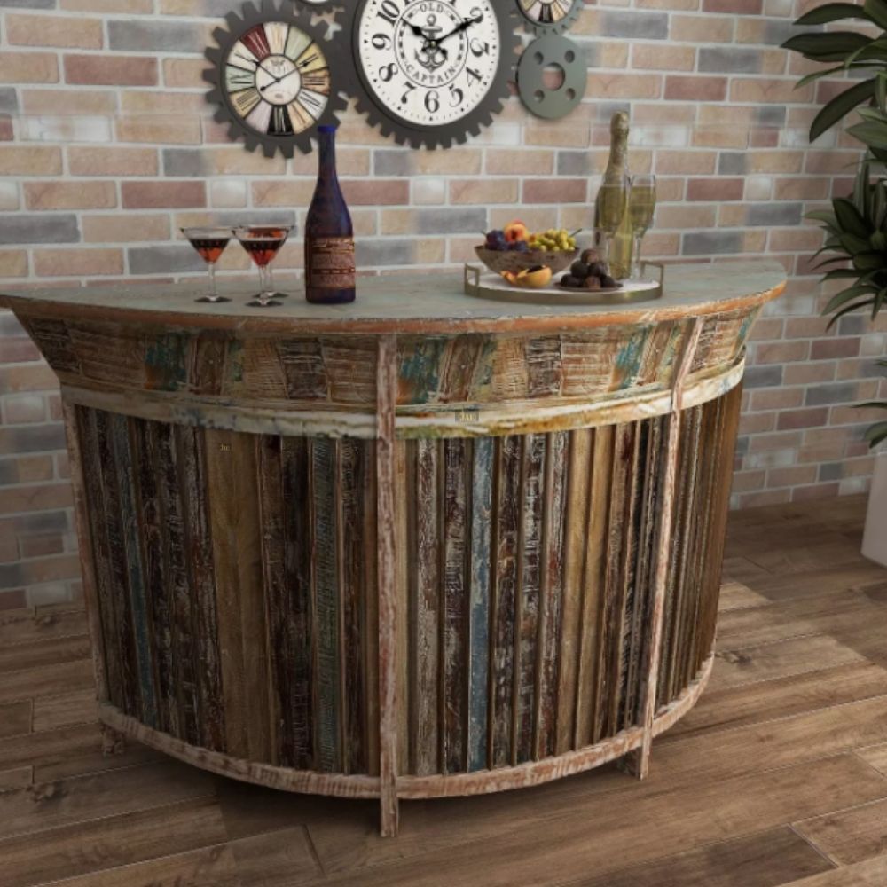 Dine Wooden Rustic Finish Bar Counter Cabinet Jae Furniture