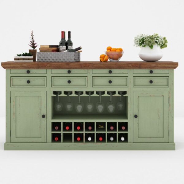 Wiphe Wooden Drink Cabinet Bar Counter (Light Green Distress) | buy wooden bar cabinet online | JAE Furniture