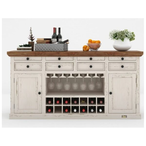 Wiphe Wooden Drink Cabinet Bar Counter (White Distress) | best wooden bar cabinet online | JAE Furniture