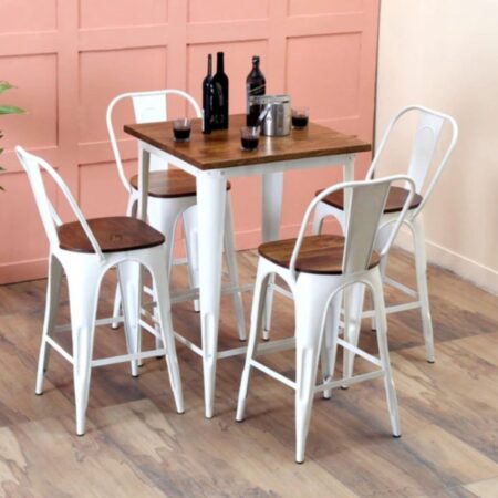 Avea Metal Bar Chair and Table Set (White Finish) | buy metal bar chairs online in India | buy bar furniture set online in India | Buy metal bar furniture online in India | Buy outdoor furniture set online in India | JAE Furniture