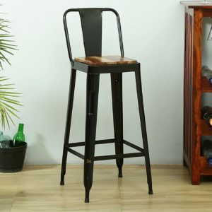 Cevia Metal Powder Coated Bar Chair (Black) | black bar counter chair online in India | metal chairs online in India | kitchen chairs online in India | JAE Furniture