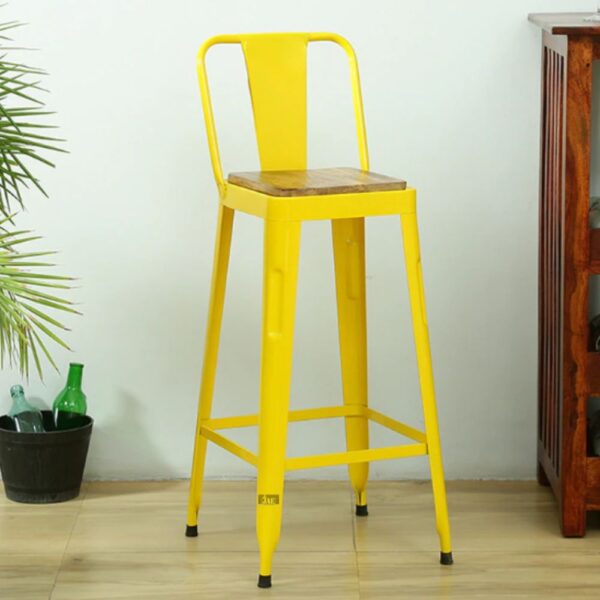 Cevia Metal Powder Coated Bar Chair (Yellow) | kitchen bar chairs online | bar counter chair | metal bar chairs online in India at best prices | JAE Furniture