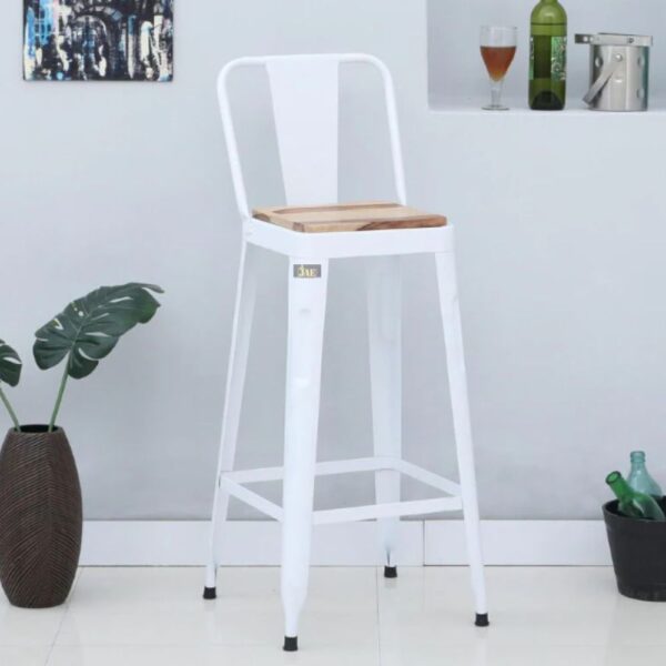 Cevia Metal Powder Coated High Chair (White) | Kitchen Bar Chairs online | metal bar chairs | JAE Furniture
