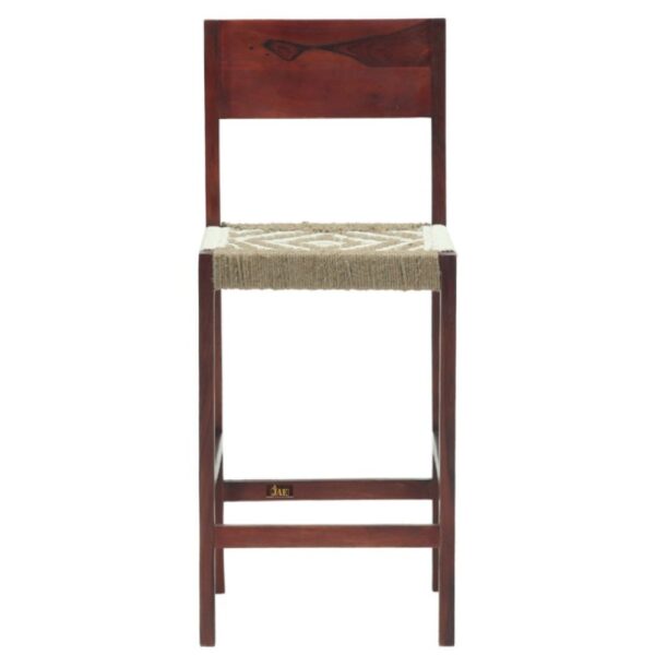 Furn Wooden Handwoven Rope Bar Chair (White and Jute) | kitchen bar chairs online in India | JAE Furniture
