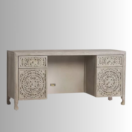Ofina Wooden Work Table (Grey) | solid wood study table | study table with drawers | solid wood furniture | JAE Furniture