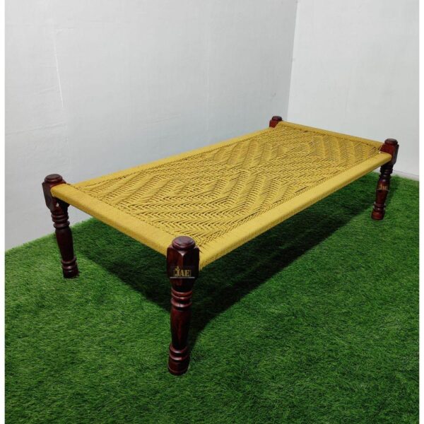 Rajasthani Wooden Charpai Khaat (Yellow) | buy charpai khatiya for outdoor space | JAE Furniture