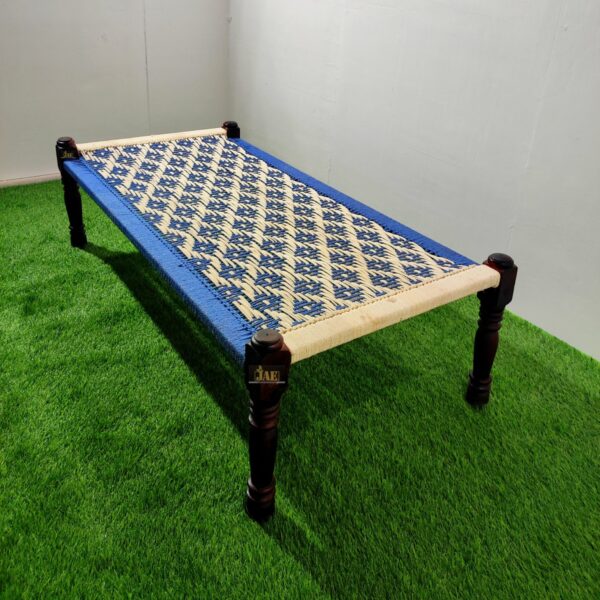 Rajasthani Wooden Khatiya Khaat (White and Blue) | buy charpai online | JAE Furniture