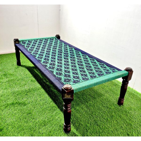 Rajasthani Wooden Khatiya (Blue Green) | best wooden charpai in India | JAE Furniture