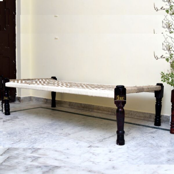 Rajasthani Wooden Khatiya Charpai (White Jute) | charpai khatiya online | JAE Furniture