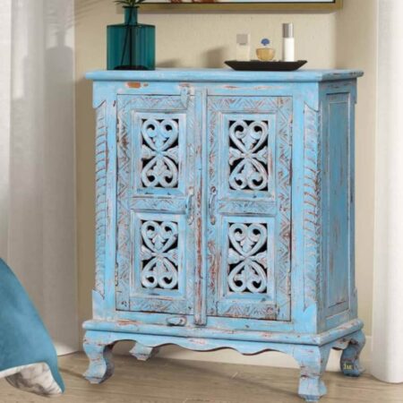 Yena Wooden Carved Distress Cabinet | buy dining room sideboard cabinet online | JAE Furniture
