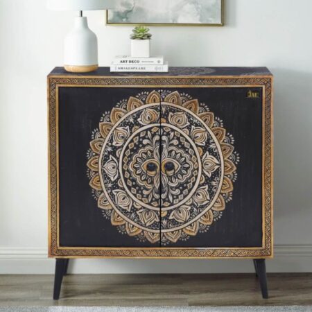 Sina Wooden Handpainted Cabinet | Wooden Cabinet for living room Online in India | Cabinet Sideboard Online in India | Solid wood furniture online | JAE Furniture