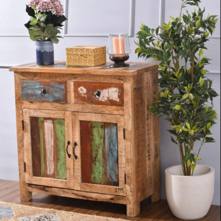 Sikke Wooden Reclaimed Finish Cabinet | Wooden Cabinet for Dining Room | Living Room Cabinet | Solid Wood Furniture Online | JAE Furniture