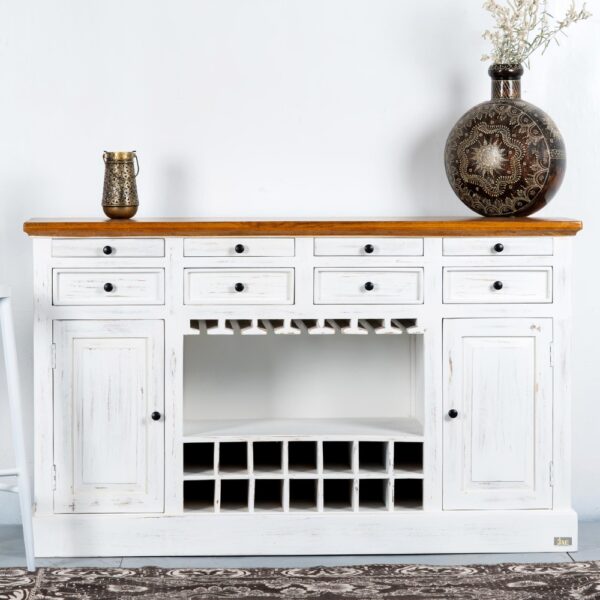 Wiphe Wooden Drink Cabinet Bar Counter (White Distress) | wooden bar cabinet | wooden bar units for home bar | wooden bar furniture online in India at best prices | Solid Wood Furniture Online in India at best prices | JAE Furniture