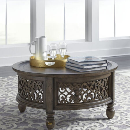 Dome Wooden Round Coffee Table with Jali Work | wood coffee table | JAE Furniture
