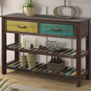 Nea Wooden Console Side Table (Walnut Antique) | wood console table with drawers online in India | JAE Furniture