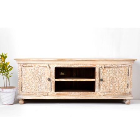 Abrata Wooden Carved Tv Unit | buy wooden tv cabinet | JAE Furniture