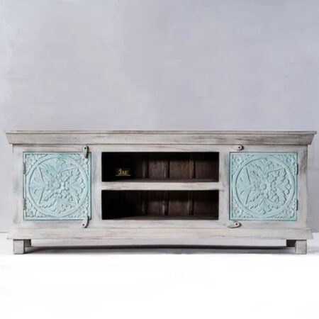 Samvi Wooden Carved Tv Unit | wooden tv cabinet for living room | JAE Furniture