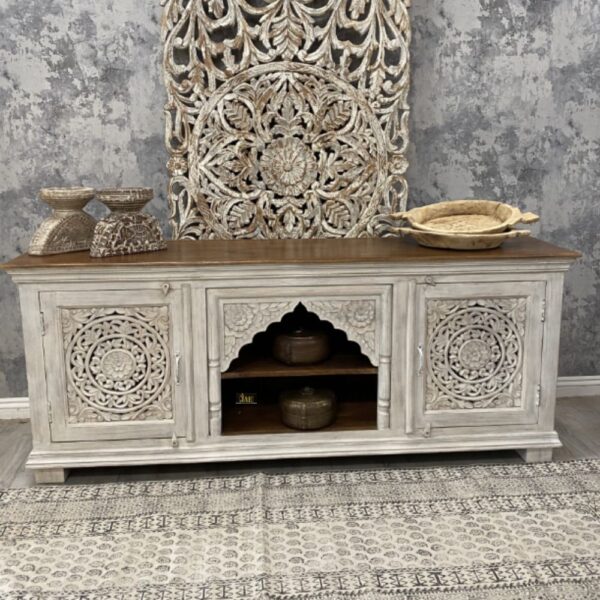 Samip Wooden Carved Tv Unit Cabinet | buy wooden tv cabinet | JAE Furniture