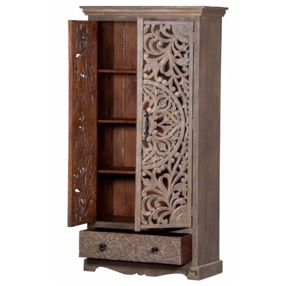 Carved wood wardrobe new arrivals