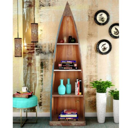 Boat Wooden Distress Book Shelf Online in India | solid wood bookshelf | JAE Furniture