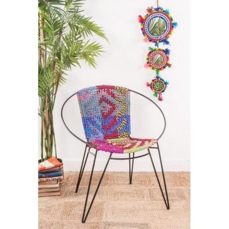 Jaipur Handwoven Multicolored Mix Chair | patio chairs | outdoor chairs for garden | JAE Furniture