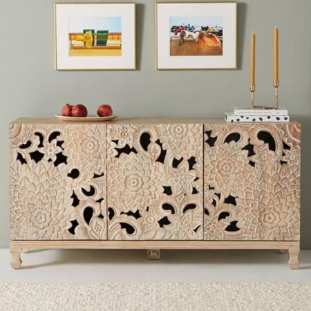 Lotus Sideboard Cabinet for Storage | crockery unit online | wooden cabinet | dining room sideboard | JAE Furniture