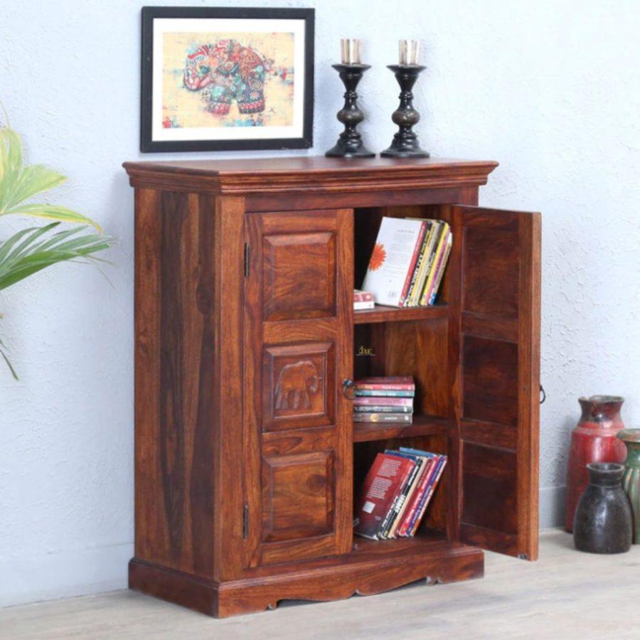 Eleph Wooden Cabinet with Two Doors (Honeyoak) | wood sideboard cabinet online | living room furniture set | JAE Furniture