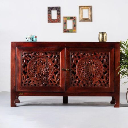 Yepa Wooden Cabinet for Storage (Mahagony) | crockery unit online | wooden shoe rack online | sideboard cabinets | JAE Furniture