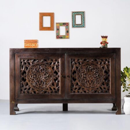 Yepa Wooden Cabinet for Storage (Walnut) | wooden shoe rack online | crockery unit | sideboard cabinets online | JAE Furniture