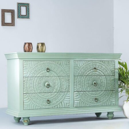 Wose Wooden Chest of Drawers (Light Green) | buy wooden drawer cabinet online | wood sideboard | JAE Furniture