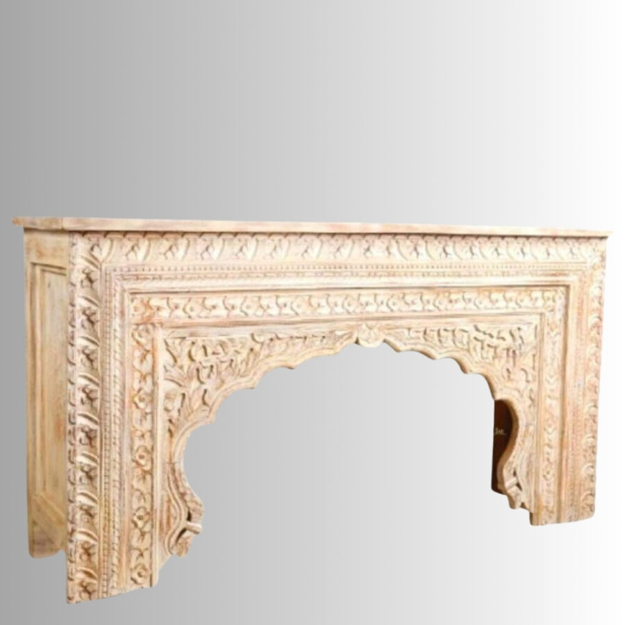 Evina Wooden Carved Console Table (Cream Distress) | best wood console table online | JAE Furniture