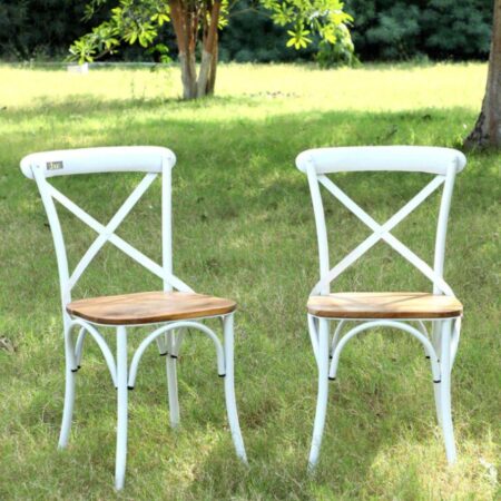 Gage Metal Garden Chairs Set of Two (White) | Patio Chairs online | JAE Furniture