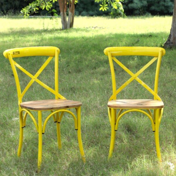 Gage Metal Garden Chairs Set of Two (Yellow) | Patio chairs for outdoor space | JAE Furniture
