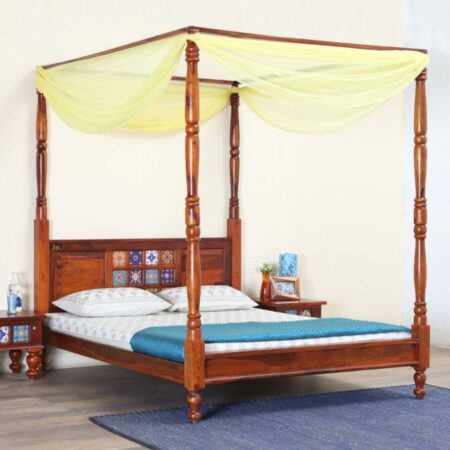 Raj Haveli Wooden Poster Bed for comfortable sleep | JAE Furniture
