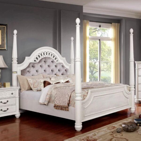 Swiri Wooden Poster Upholstered Bed | best poster beds online | 4 poster beds | JAE Furniture
