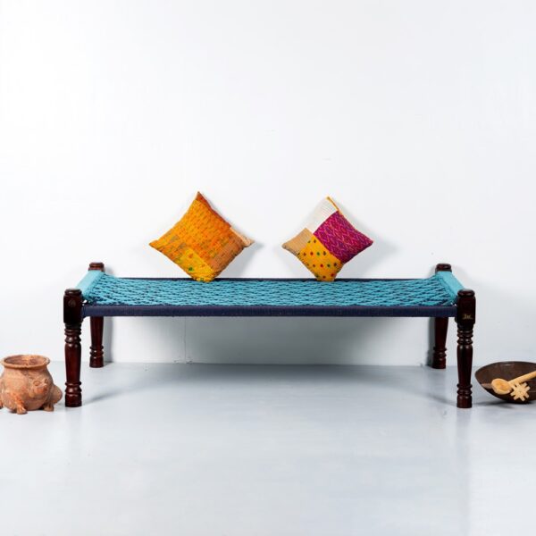 Rajasthani Wooden Khatiya (Blue Green) | best wooden charpai in India | JAE Furniture