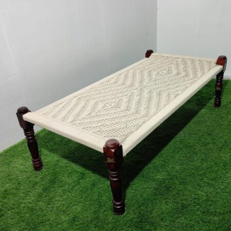 Rajasthani Wooden Manji Bed (White) | best charpai khatiya | JAE Furniture