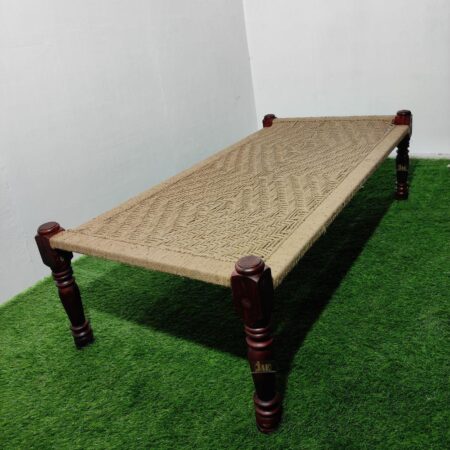 Rajasthani Wooden Single Bed Khaat (Jute) | charpai khatiya for garden space | JAE Furniture