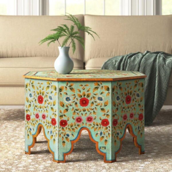 Bhava Wooden Handpainted Traditional Coffee Table | wood coffee table online in India | JAE Furniture