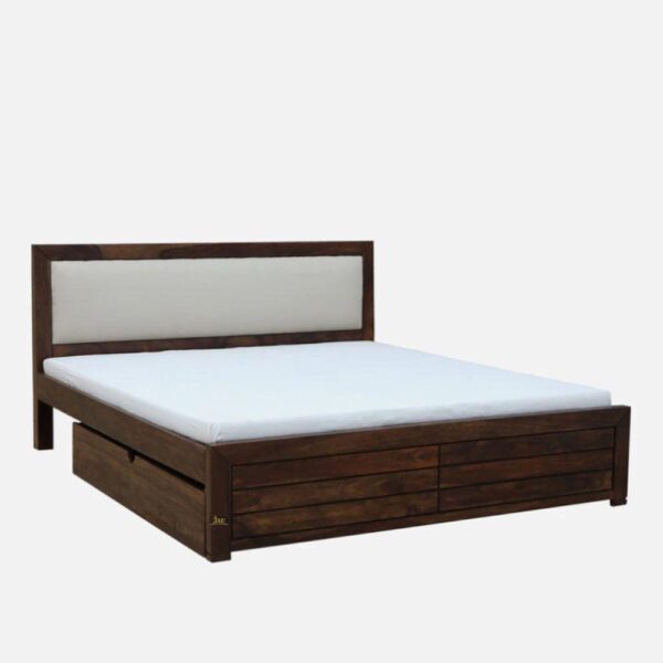 Calste Wooden Upholstered Bed With Drawers | buy wooden king size beds | JAE Furniture