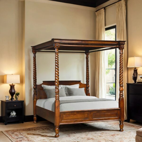 Buy Distin Wooden Poster Bed Online in India | JAE Furniture